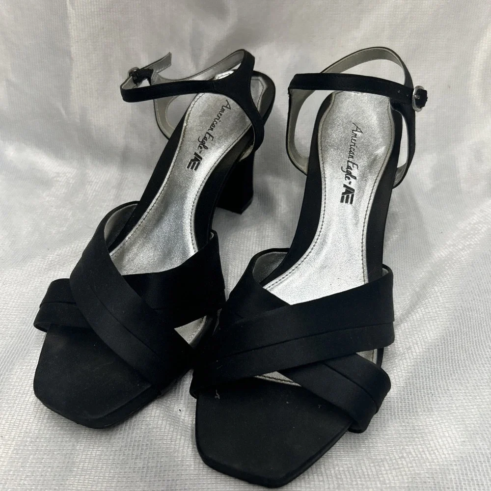 Elegant Black Strappy High Heels Sandals Ballroom Dance American Eagle Size 11